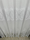 Тюль на основі бамбука з шеніловою вишивкою. Колір: білий, фото 6