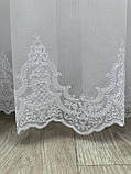Тюль на основі бамбука з шеніловою вишивкою. Колір: білий, фото 10