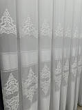 Тюль на бамбуковій основі з шеніловою вишивкою. Колір: білий, фото 5