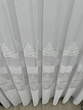 Тюль на бамбуковій основі з шеніловою вишивкою. Колір: білий, фото 6