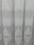 Тюль на бамбуковій основі з шеніловою вишивкою. Колір: білий, фото 7