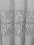 Тюль на бамбуковій основі з шеніловою вишивкою. Колір: білий, фото 8