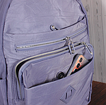 Рюкзак жіночий сірий, водонепроникний текстиль, кишені, зручні ручки, фото 5