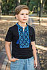 Вишиванка для хлопчика 2-16 років з коротким рукавом,134, Синій з жовтим, фото 6