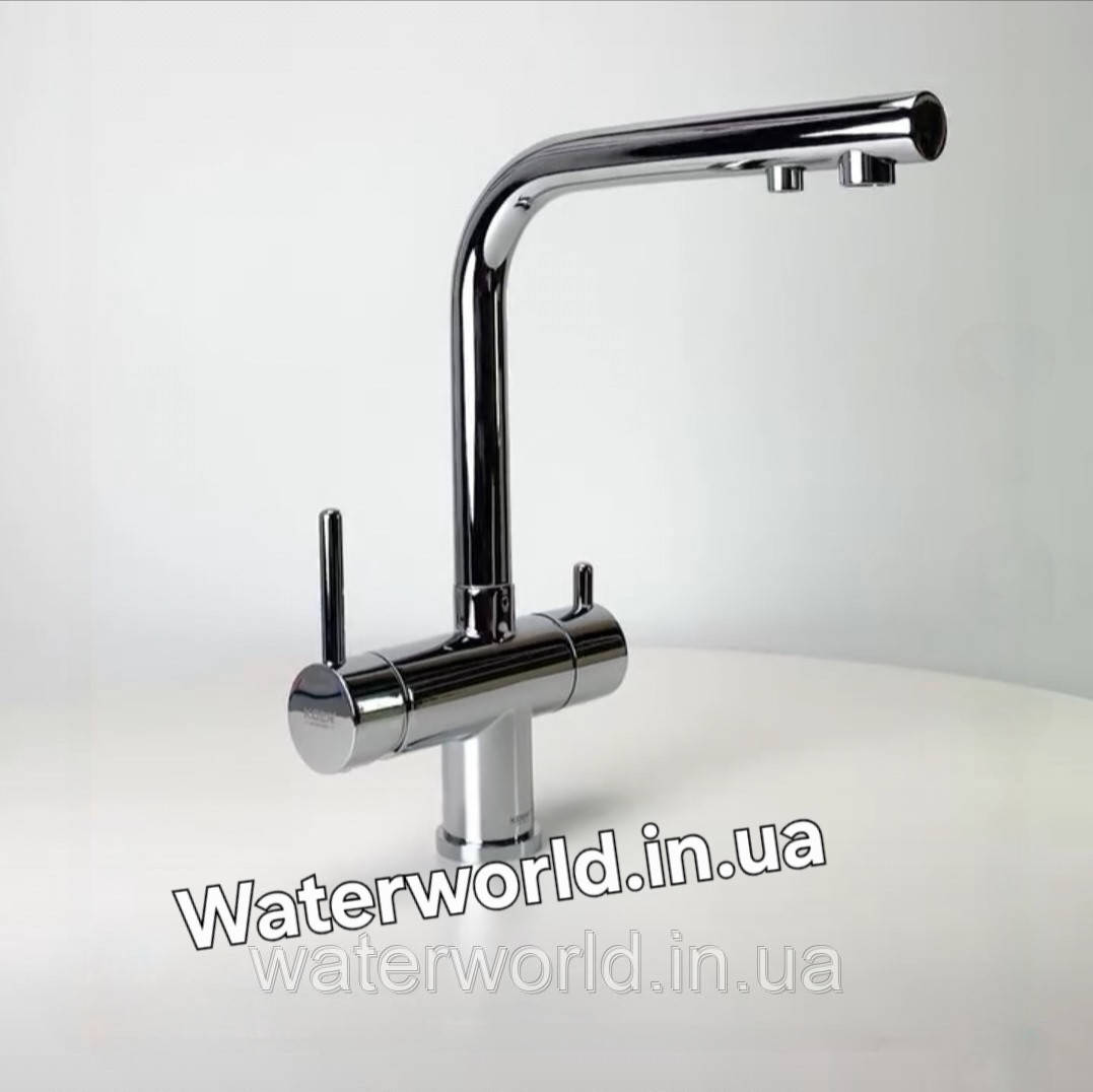 Латунний змішувач для кухні на мийку 2 в 1 ТМ. KOER Чехія 72001-01 з під'єднанням до фільтра води колір хром, фото 1