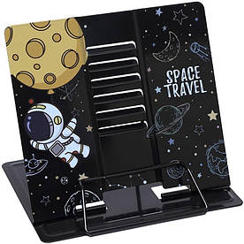 Підставка для книжок металева, Bambi Комонавт чорна 21х20 см