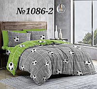 Постільна білизна, бязь GOLD, двоспальний з євро простирадлом комплект, футбольні м'ячі (футбол) компаньйонGGPB
