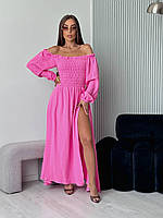 Женское романтичное платье макси из натуральной ткани муслин 100% хлопок