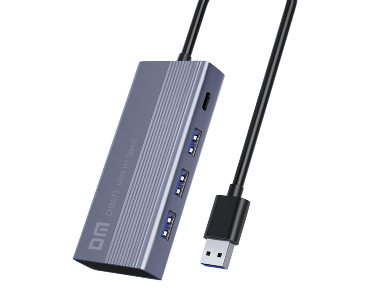 USB хаб DM CHB073 7 портів USB 3.1 + USB Type C 120см алюмінієвий hub концентратор, фото 1