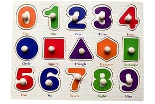 Дерев'яний планшет "Цифри/числа 0-9", пазл, гра-вкладалка Монтессорі