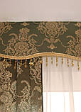Жорсткий ламбрекен Firanka Damask Корона 2м зелений (142_5ж), фото 3