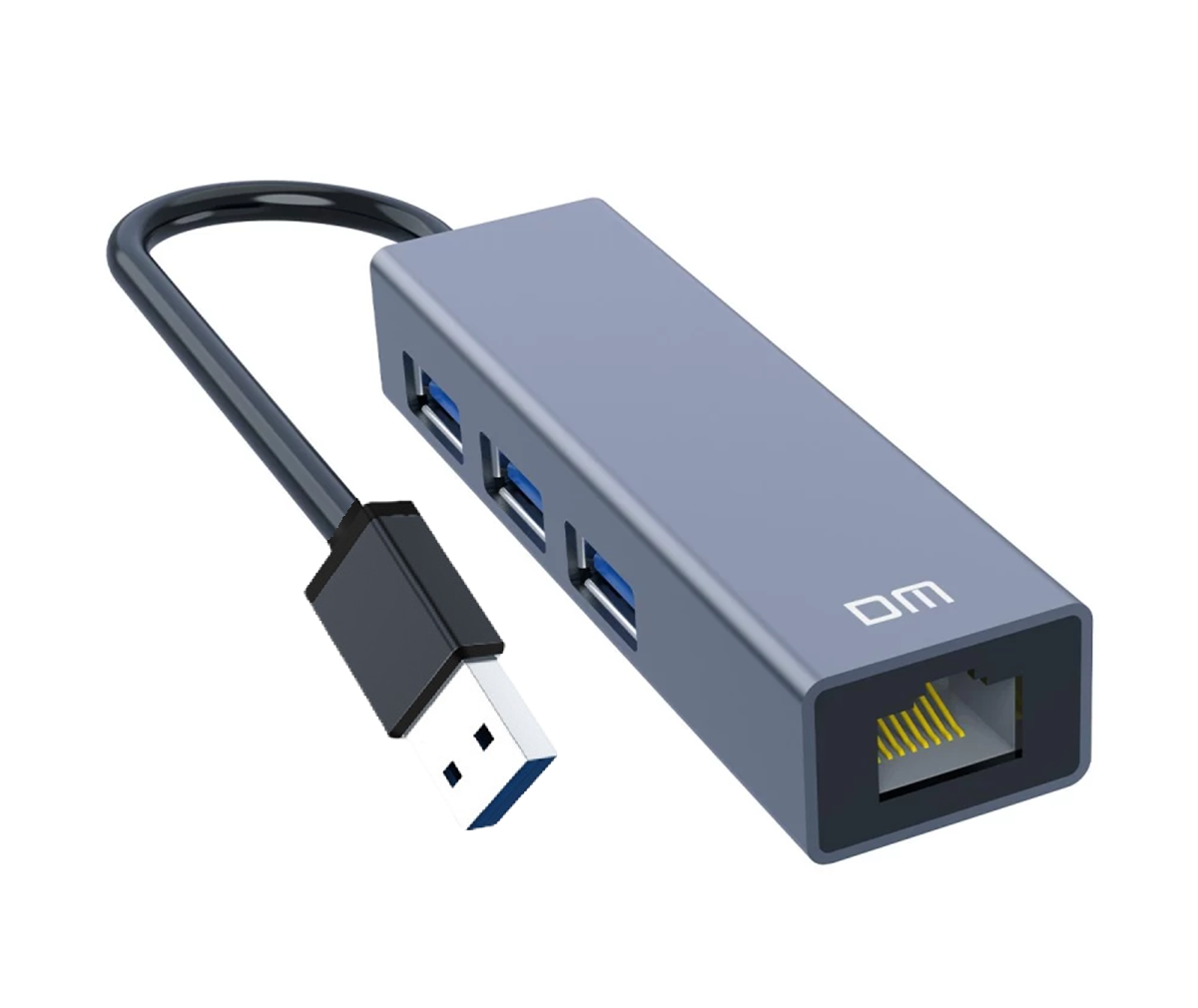 Мережева карта DM CHB012 Gigabit USB Type A 4 in 1 алюмінієва USB 3.0 hub RJ45 мережевий адаптер 1000 Мбіт/с, фото 1