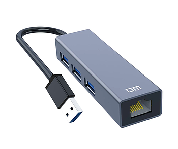 Мережева карта DM CHB012 Gigabit USB Type A 4 in 1 алюмінієва USB 3.0 hub RJ45 мережевий адаптер 1000 Мбіт/с