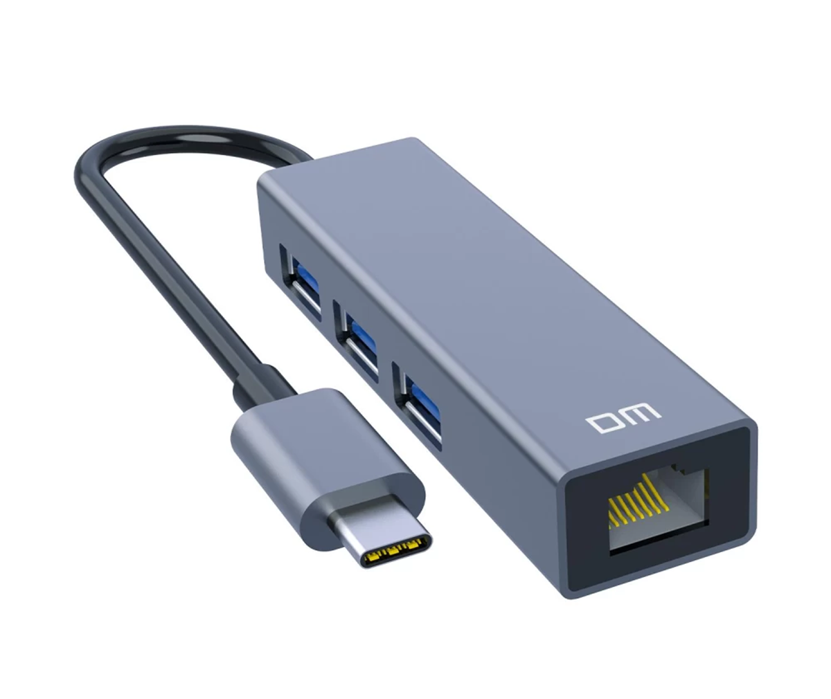 Мережева карта DM CHB013 Gigabit USB Type C 4 in 1 алюмінієва USB 3.0 hub RJ45 мережевий адаптер 1000 Мбіт/с, фото 1