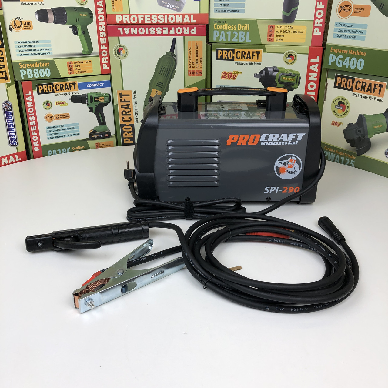 Інверторний зварювальний напівавтомат Procraft SPI290 (130А, 3.8 кВт, MMA/MIG/MAG) Полуавтомат Прокрафт SPI-290, фото 1