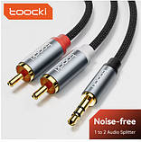 Toocki Аудіокабель Jack 3.5 - RCA аудіокабель AUX 3.5 мм 2 метри, фото 2