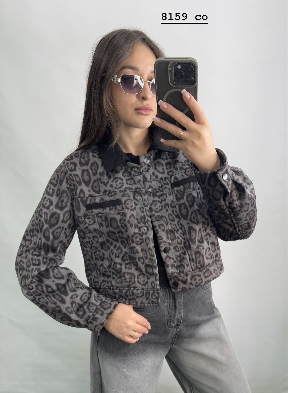 Укорочена куртка з анімалістичним принтом 8159 со, фото 1