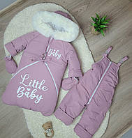 Зимовий дитячий комбінезон "Трійка" (курточка, конверт для ніг, напівкомбінезон), дитячий комбінезон-трансформер