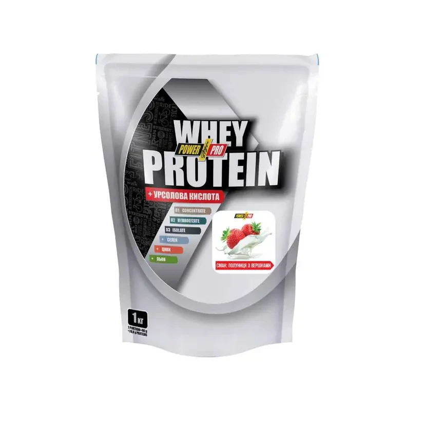 Протеїн Power Pro Whey Protein полуниця з вершками 1 кг, фото 1
