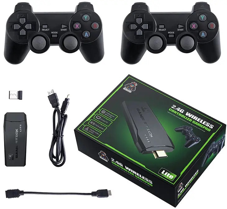 Ігрова приставка DATA FROG Y3 Lite 64 ГБ HDMI 4K з 2 бездротовими джойстиками та 10000 іграми, фото 1