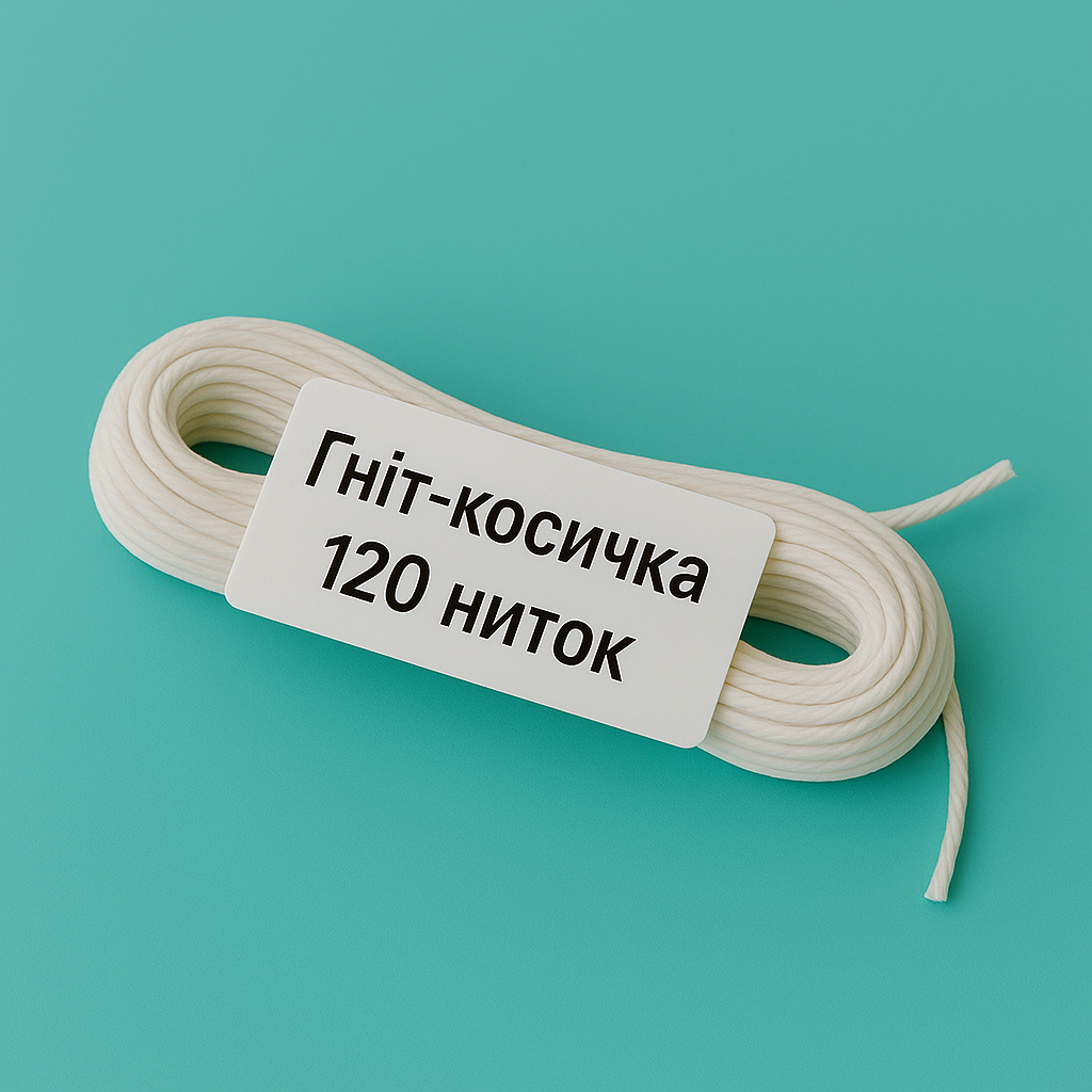 Гніт-косичка для свічок Проміс-Плюс, 120 ниток, 10 м, фото 1