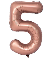 Цифра 5 шоколад куля фольгована 100 см 40" в упаковці