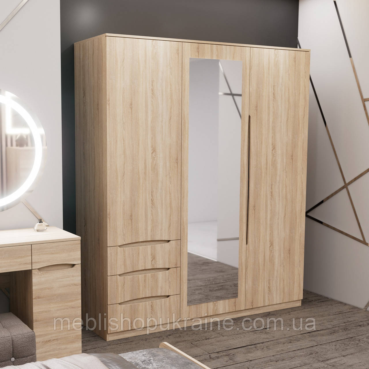 Шафа зі штангою, полицями та шухлядами. Шир 180 см., фото 1