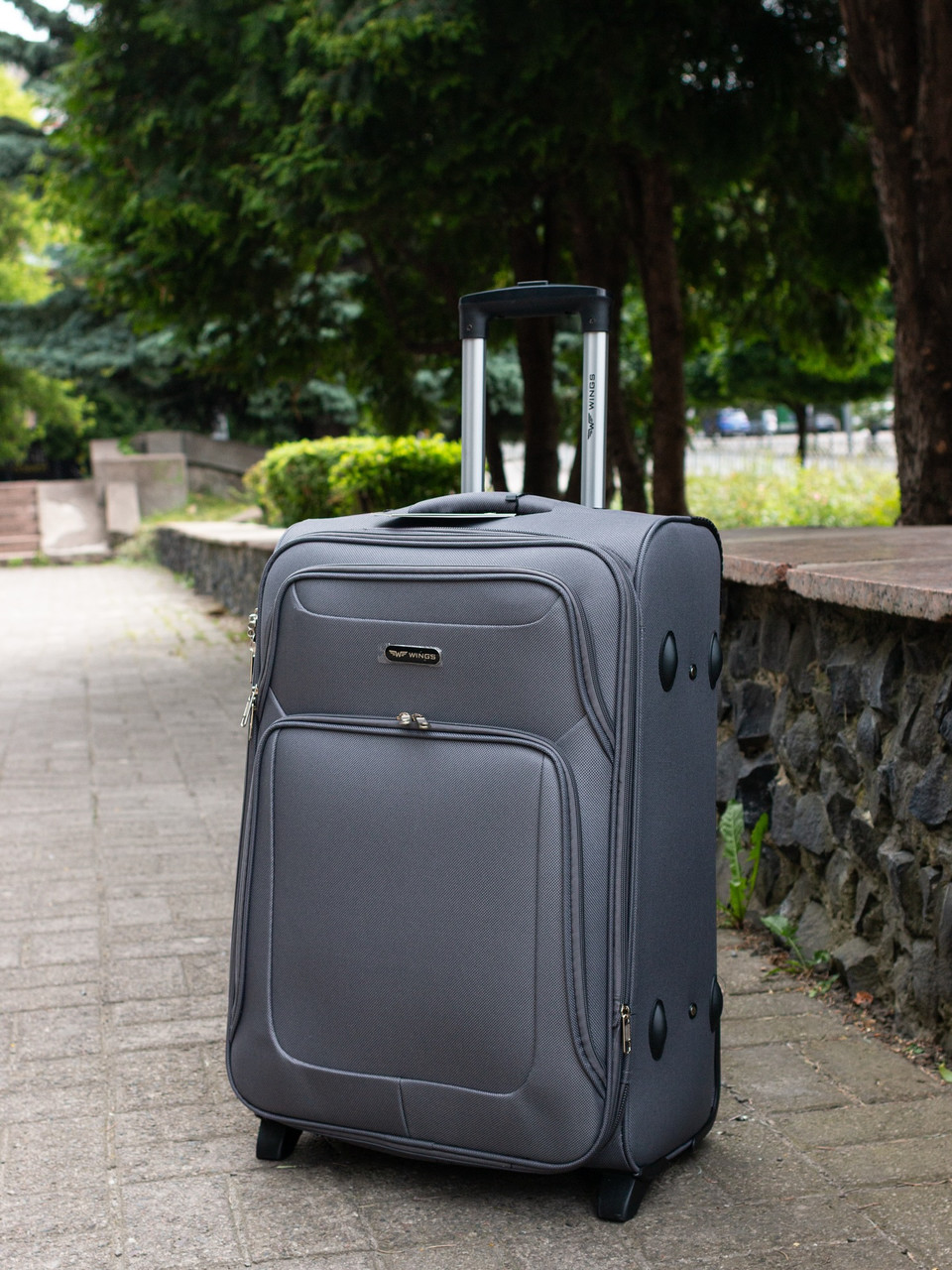 Валіза Wings 2502 тканинна мала (S) на 2-х колесах сіра