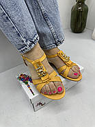 Босоніжки жіночі Dessy 247-0-26 шкіряні апельсинового кольору 37, фото 2