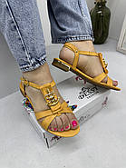 Босоніжки жіночі Dessy 247-0-26 шкіряні апельсинового кольору 37, фото 4