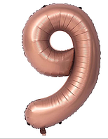 Цифра 9 шоколад куля фольгована 100 см 40" в упаковці