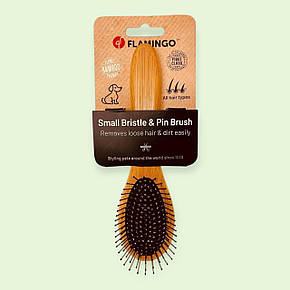 Двостороння щітка 2в1 для собаки Flamingo BAMBOO S (19x5,2 см) для догляду за шерстю, фото 2