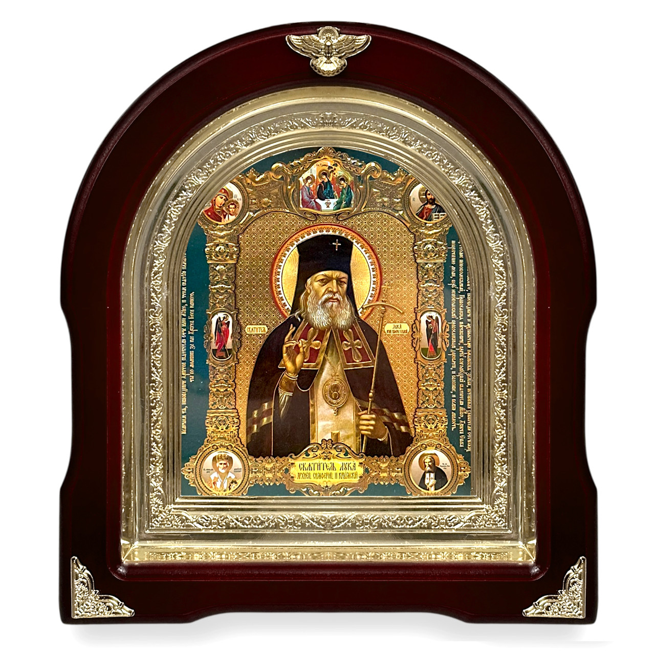 Ікона Святого Лука Архієпископа Симферополянського та Кримського,
лік 15х18 см, у темному дерев'яному кіоті, арка, фото 1