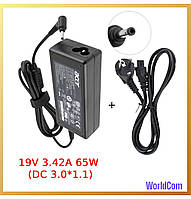 Блок живлення для ноутбука Acer 19V 3.42 A 65W (DC 3.0*1.0) + кабель живлення