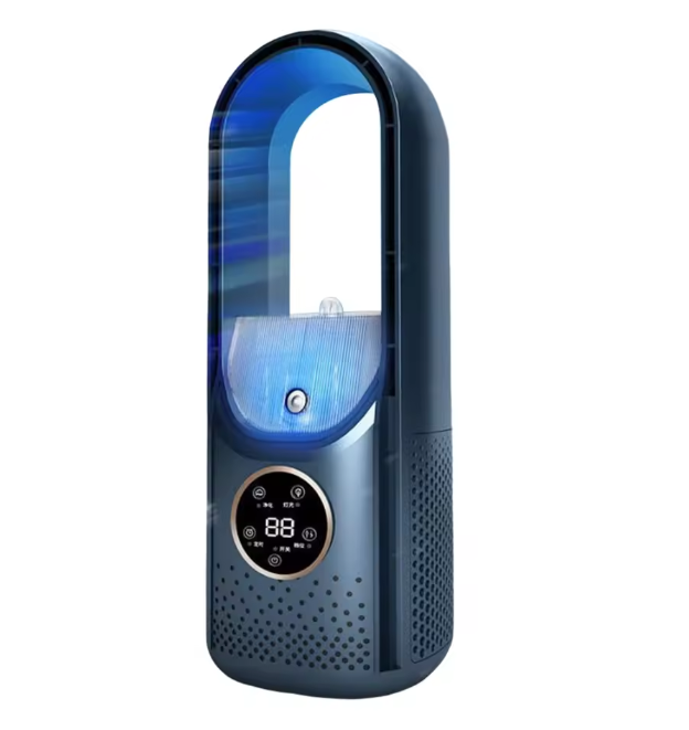 Вентилятор акумуляторний Smart 10042 з дисплеєм, синій, фото 1