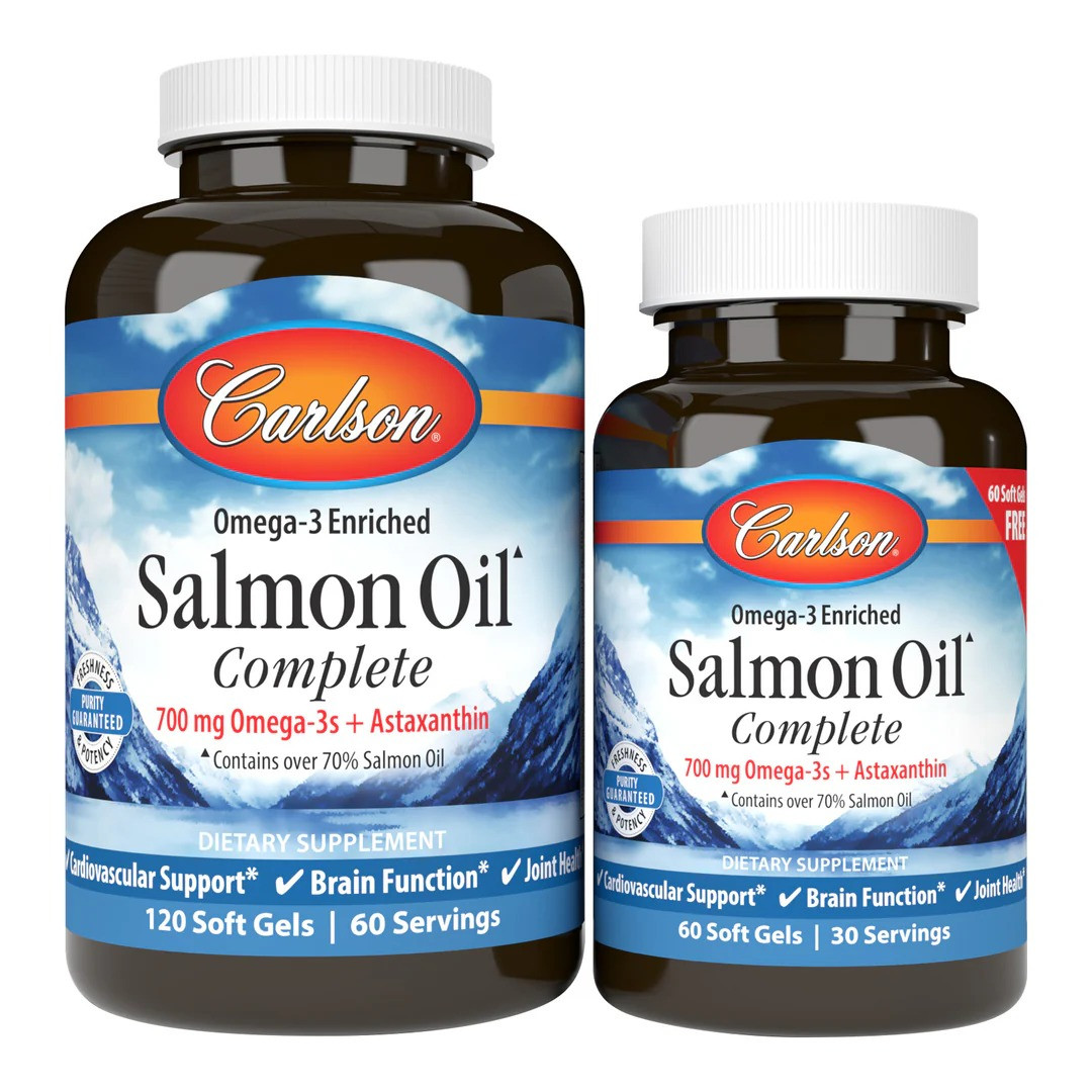 Лососевий Жир, Salmon Oil Complete, Carlson, 120+60 желатинових капсул