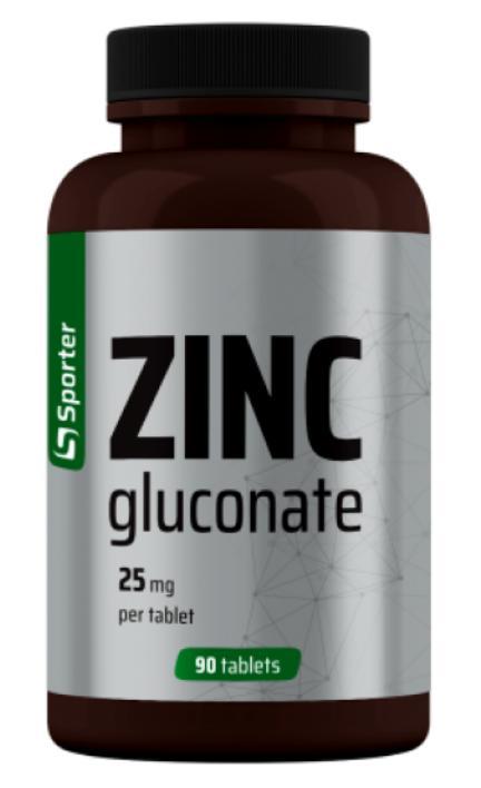 Харчова добавка Sporter Zinc Gluconate 25 mg 90 таблеток, фото 1