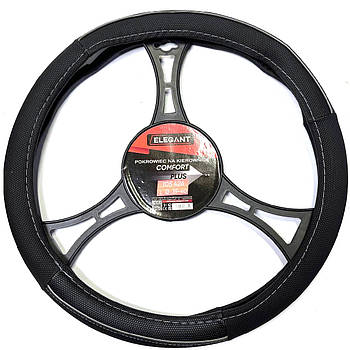 Чохол на кермо зі скошеним низом L 39-40 см Екошкіра Чорний (EL 105 426)