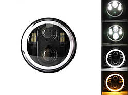 Універсальна LED-фара HP-HLD-12/01 5.75" (146 мм) для ВАЗ 2106, ближнє і дальнє світло, ДХО білий і