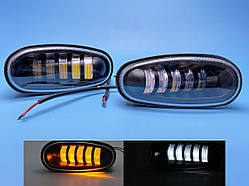 Комплект світлодіодних протитуманних фар 5 лінз білий + жовте світло в металевому корпусі для Daewoo Lanos