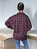 Жіноча сорочка в бордову клітинку оверсайз, фото 2