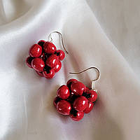 Сережки "Смородина" з дерев'яна дерев'яних намистин