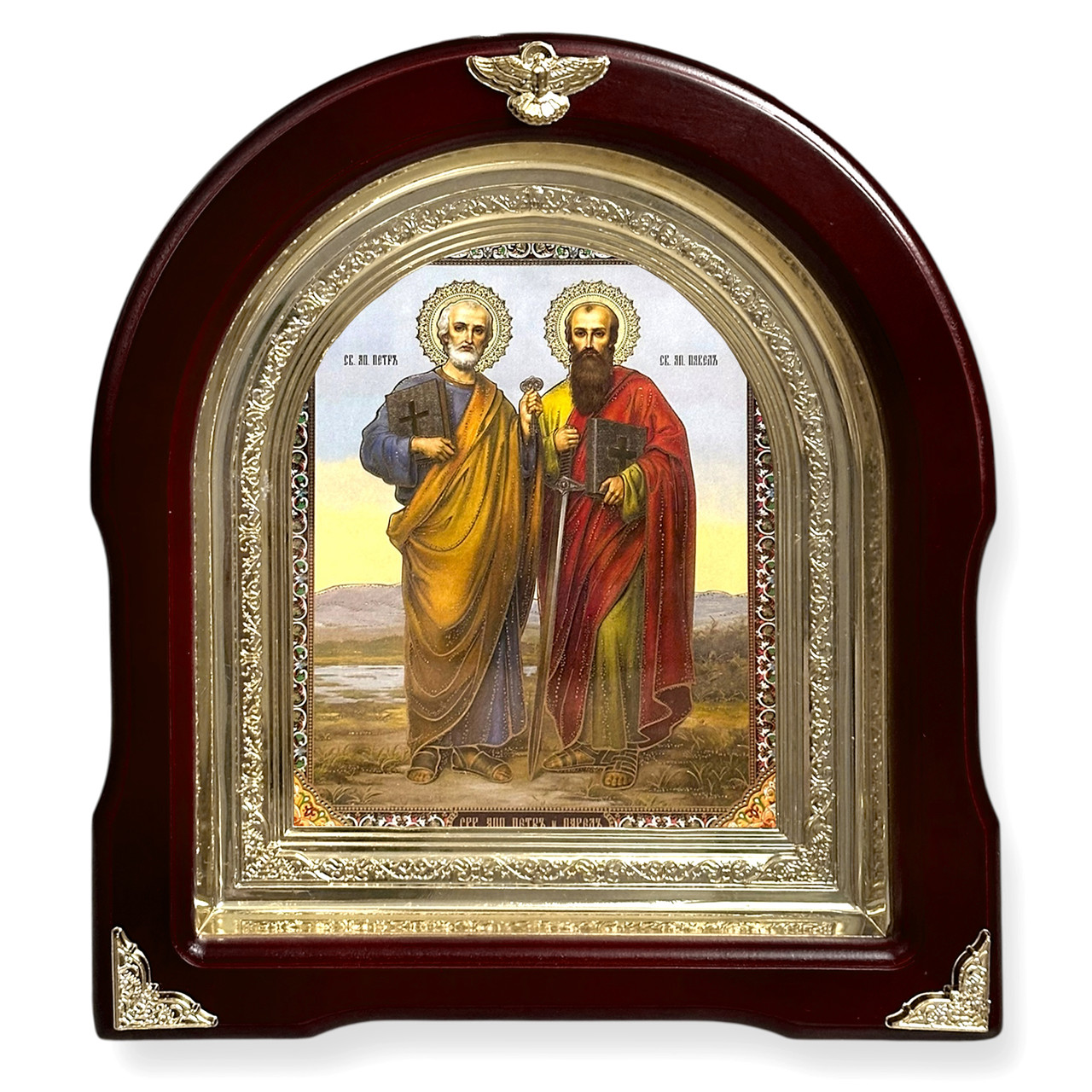 Ікона святих Петра іневалів, лік 15х18 см, у темному дерев'яному кіоті, арка, фото 1