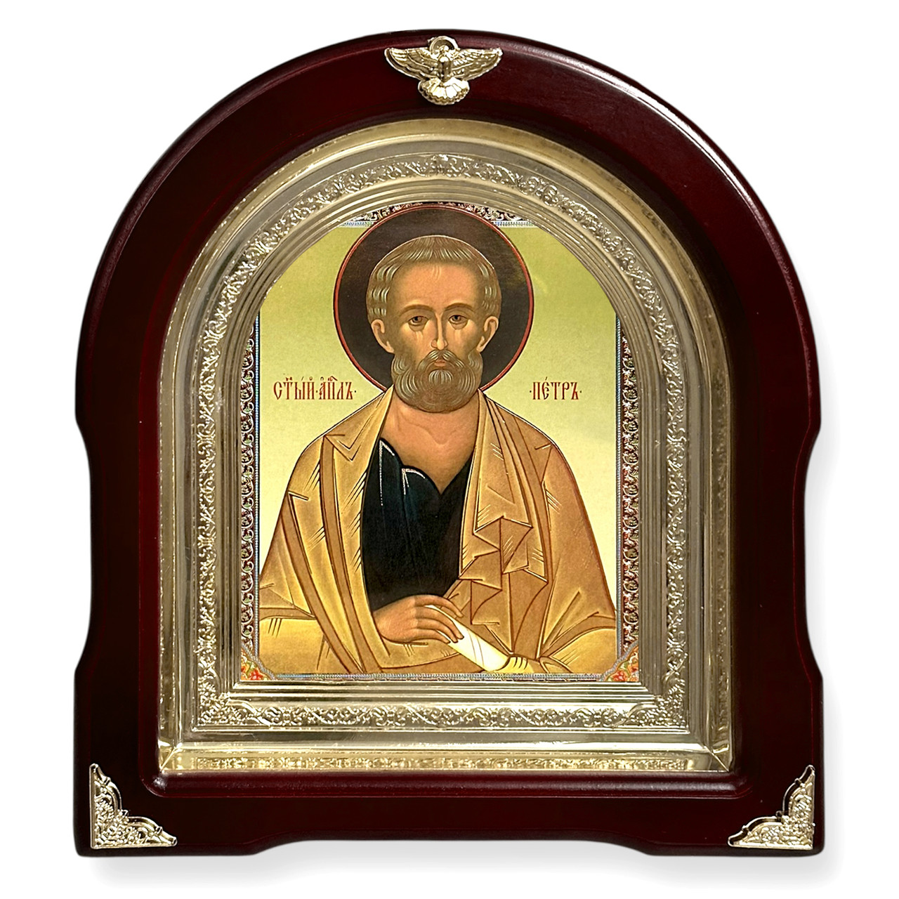 Ікона Святого Петра, лік 15х18 см, у темному дерев'яному кіоті, арка, фото 1