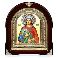 Ікона Свята Мучениця Світлана, лік 15х18 см, у темному дерев'яному кіоті, арка