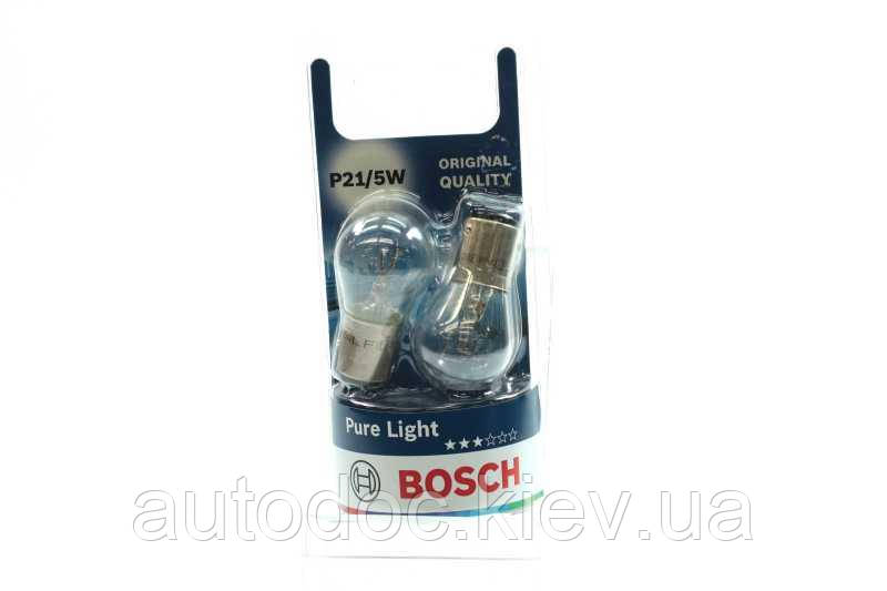 Лампа розжарювання P21/5W 12V 21/5W PURE LIGHT (blister 2 шт) (вир-во Bosch), арт.1 987 301 016, фото 1