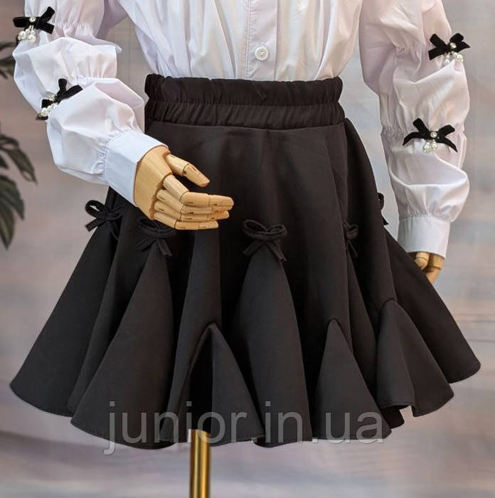 Шкільна спідниця з воланами для дівчинки Чорна 116-140 р. Пишна шкільна спідниця для дівчинки, фото 1
