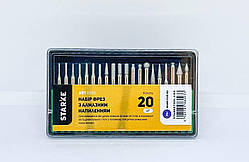 Набор фрез з алмазним напиленням 20шт (штіфт 3мм)