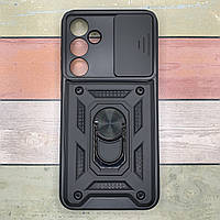 Чохол на Samsung A55 5G (A556B) покриття Soft touch колір чорний протиударний з кільцем