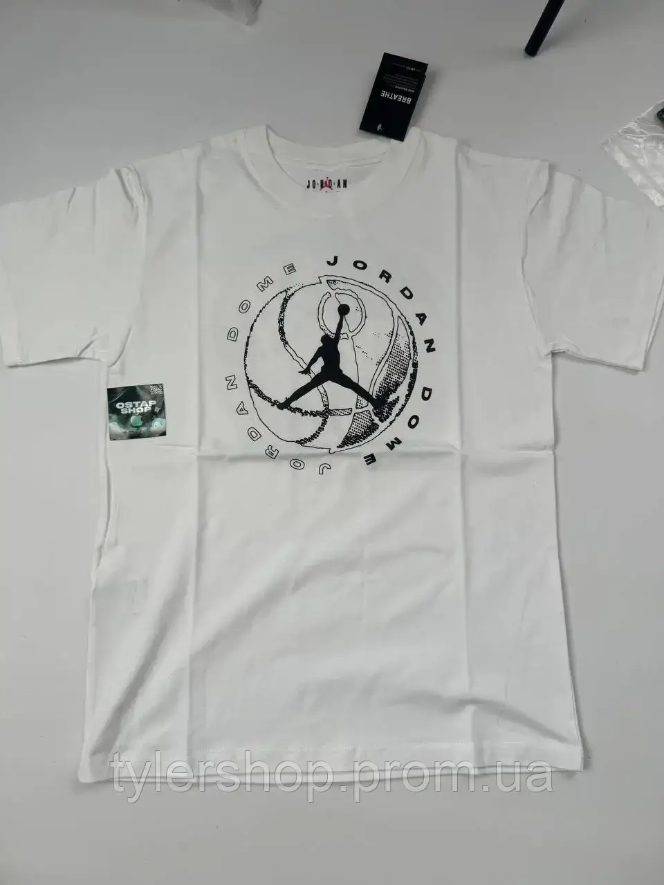 Футболка Jordan Dome біла | Чоловіча футболка Джордан з принтом м'яча - фото 1 - id-p2684366993